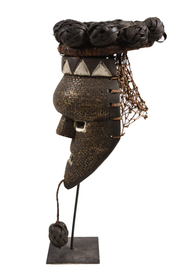 Initiation mask - Copper, Plant fibre, Wood - Salampasu - Congo