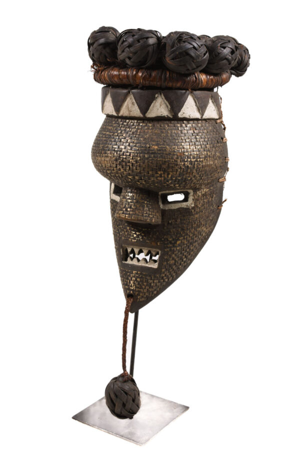 Initiation mask - Copper, Plant fibre, Wood - Salampasu - Congo