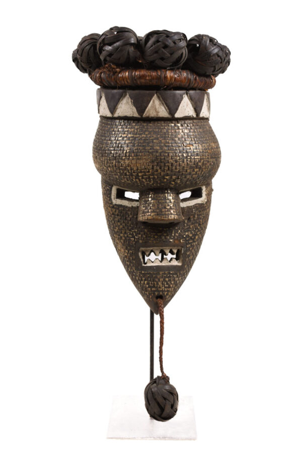 Initiation mask - Copper, Plant fibre, Wood - Salampasu - Congo