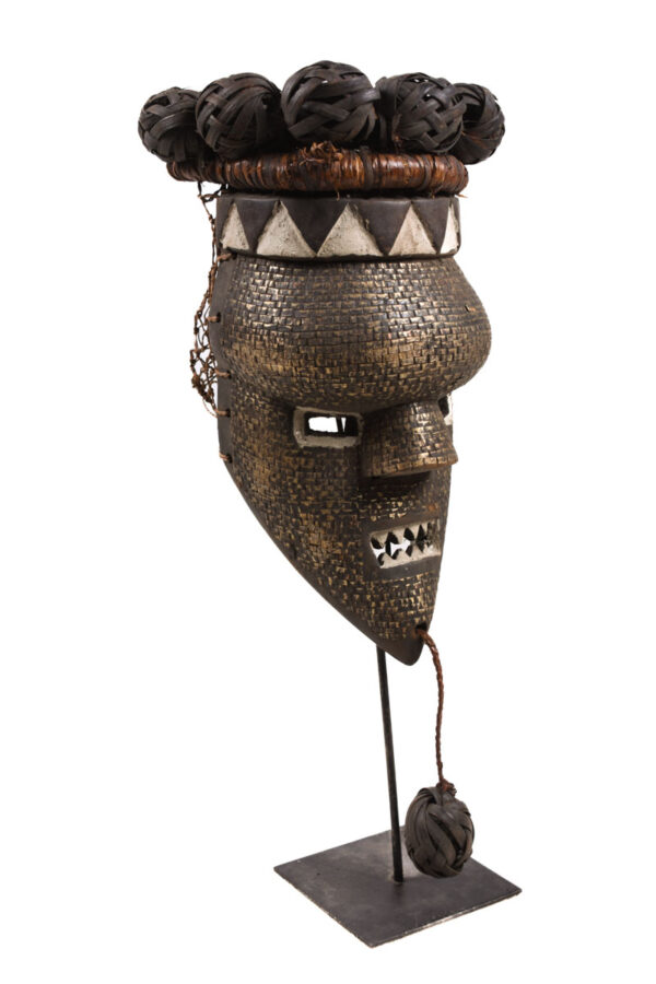 Initiation mask - Copper, Plant fibre, Wood - Salampasu - Congo