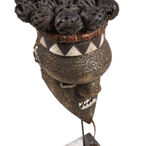 Initiation mask - Copper, Plant fibre, Wood - Salampasu - Congo