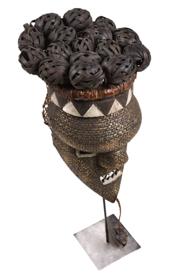 Initiation mask - Copper, Plant fibre, Wood - Salampasu - Congo