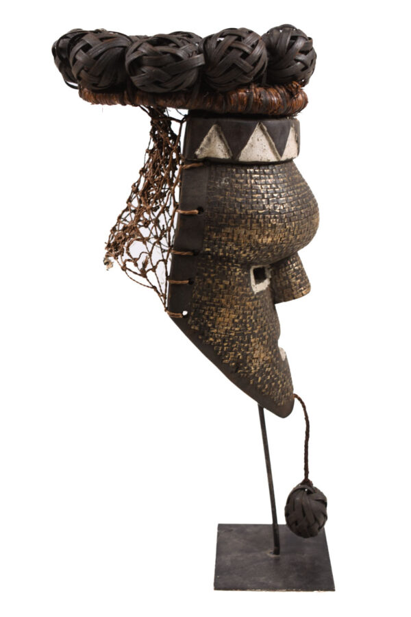 Initiation mask - Copper, Plant fibre, Wood - Salampasu - Congo