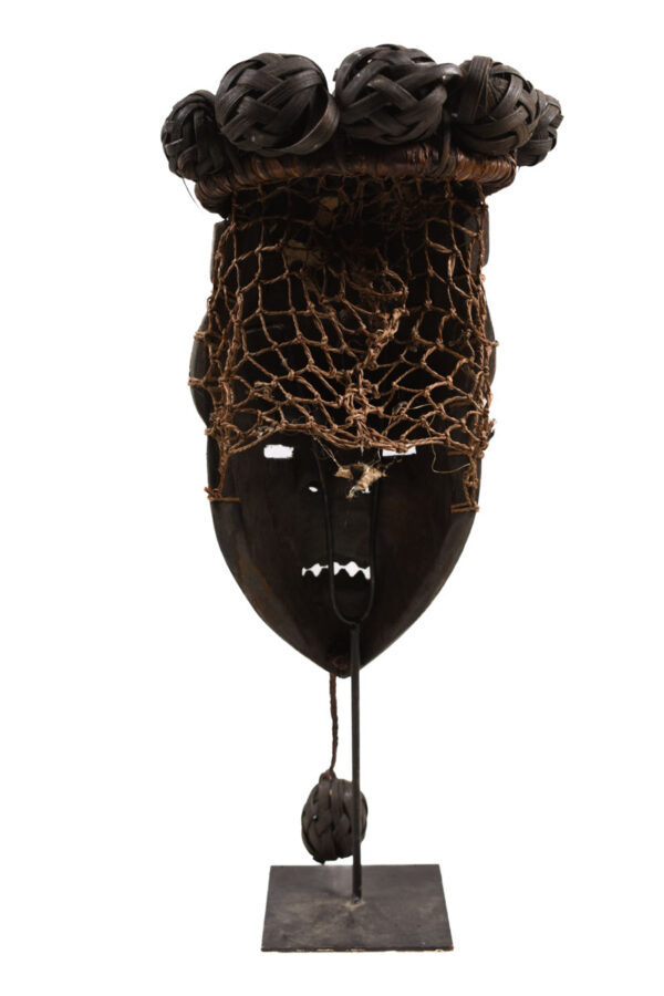 Initiation mask - Copper, Plant fibre, Wood - Salampasu - Congo