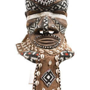 Royal Mask - Beads, Cauri, Wood - Bwoom - Kuba - DR Congo