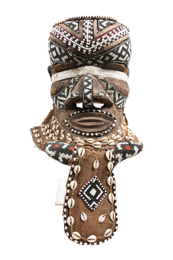 Royal Mask - Beads, Cauri, Wood - Bwoom - Kuba - DR Congo