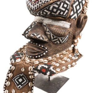 Royal Mask - Beads, Cauri, Wood - Bwoom - Kuba - DR Congo