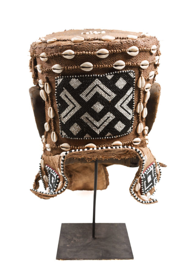 Royal Mask - Beads, Cauri, Wood - Bwoom - Kuba - DR Congo