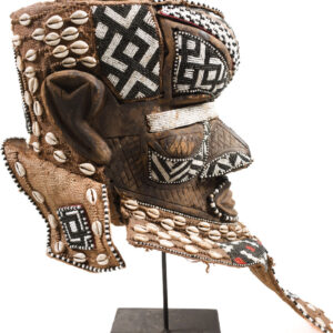 Royal Mask - Beads, Cauri, Wood - Bwoom - Kuba - DR Congo