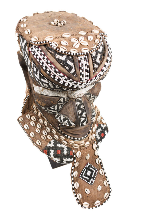 Royal Mask - Beads, Cauri, Wood - Bwoom - Kuba - DR Congo