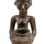 Bowl-barrier Figure - Wood - Mboko - Luba - Congo DRC