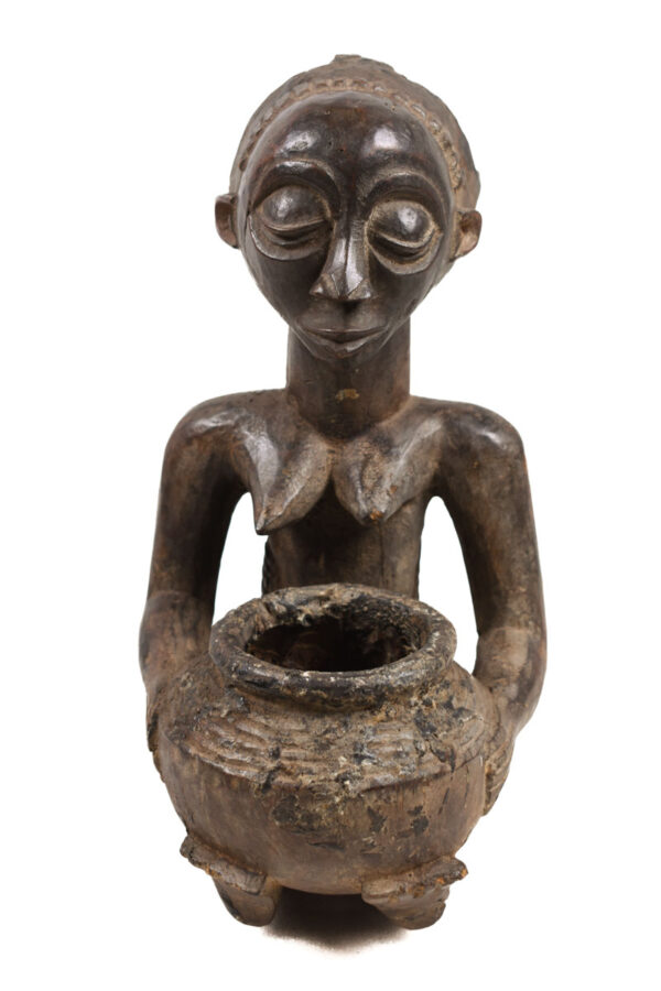 Bowl-barrier Figure - Wood - Mboko - Luba - Congo DRC