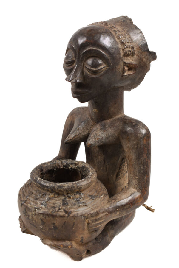 Bowl-barrier Figure - Wood - Mboko - Luba - Congo DRC