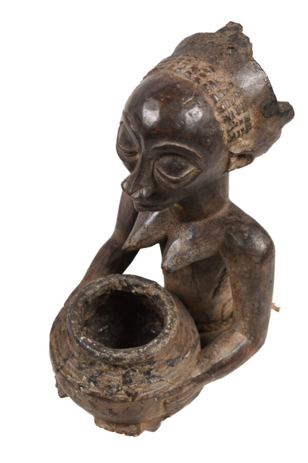 Bowl-barrier Figure - Wood - Mboko - Luba - Congo DRC