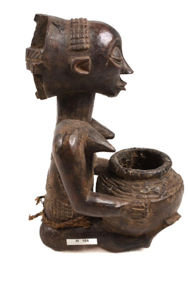 Bowl-barrier Figure - Wood - Mboko - Luba - Congo DRC