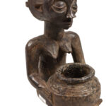 Bowl-barrier Figure - Wood - Mboko - Luba - Congo DRC