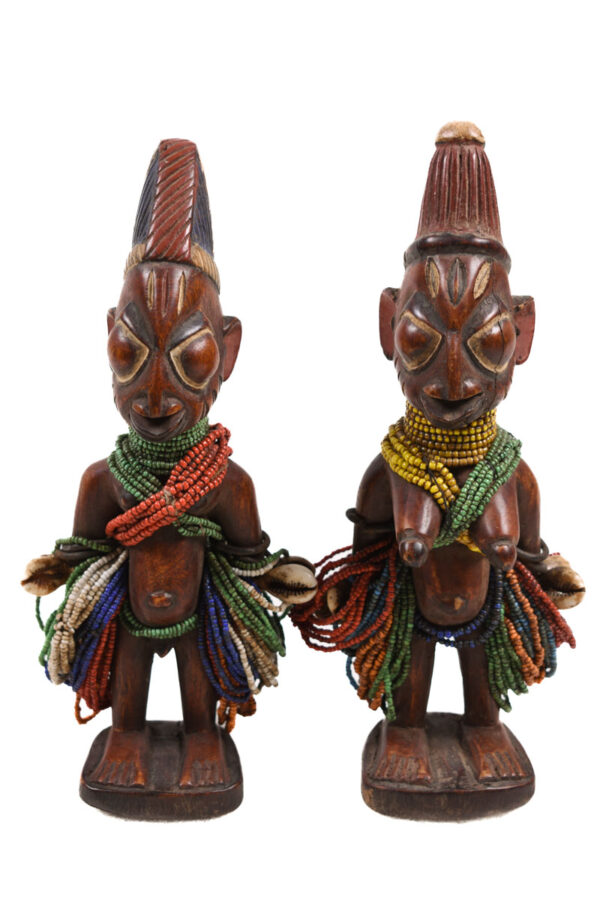 Ibeji Twins - Glass beads, Wood - Yoruba - Nigeria