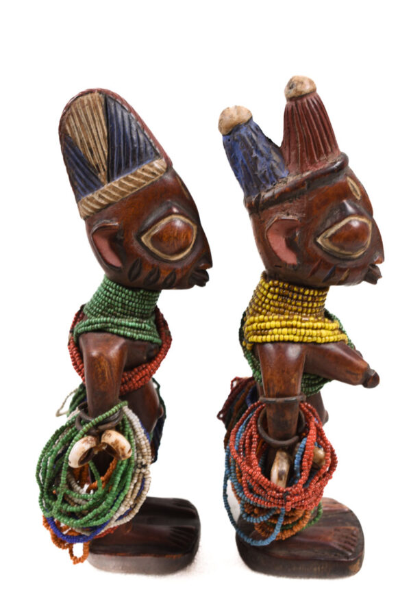 Ibeji Twins - Glass beads, Wood - Yoruba - Nigeria