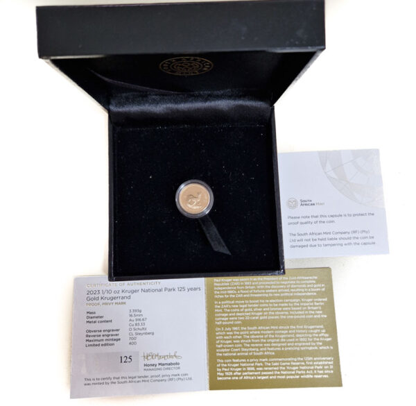 South-Africa 1/10 Krugerrand 2023 Kruger National Park 125 years
