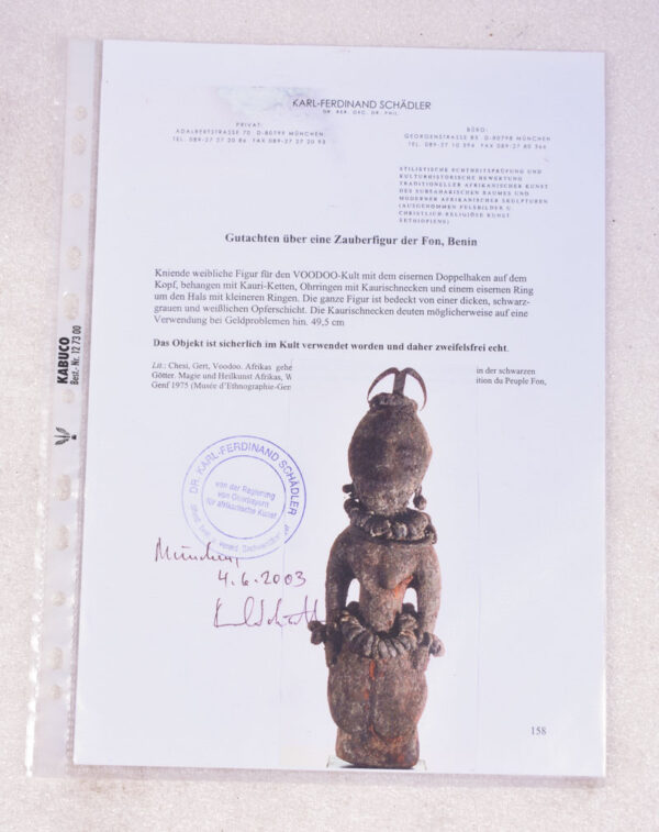 Fetish figure - Wood - Fon - Benin - Schädler certificate