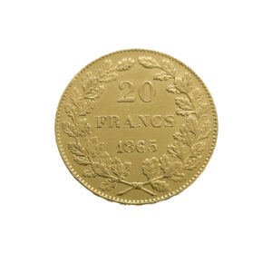 Belgium 20 Francs 1865 Leopold I - L Wiener