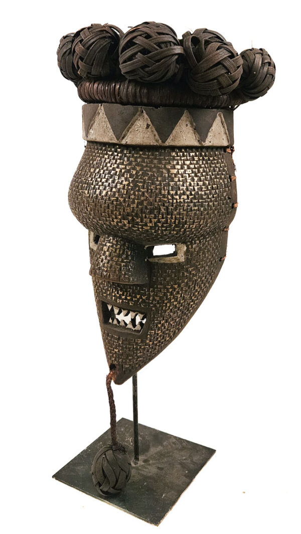 Initiation mask - Copper, Plant fibre, Wood - Salampasu - Congo