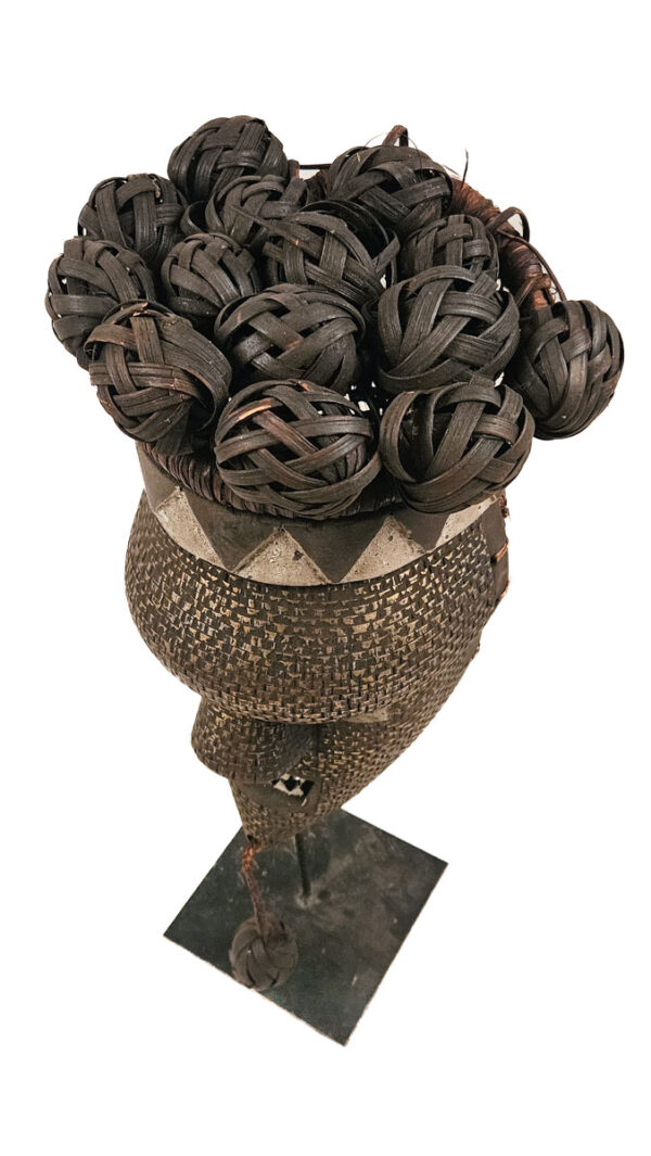 Initiation mask - Copper, Plant fibre, Wood - Salampasu - Congo