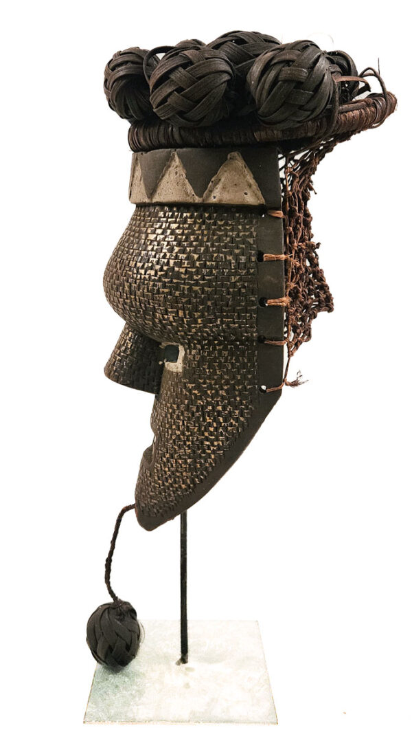 Initiation mask - Copper, Plant fibre, Wood - Salampasu - Congo