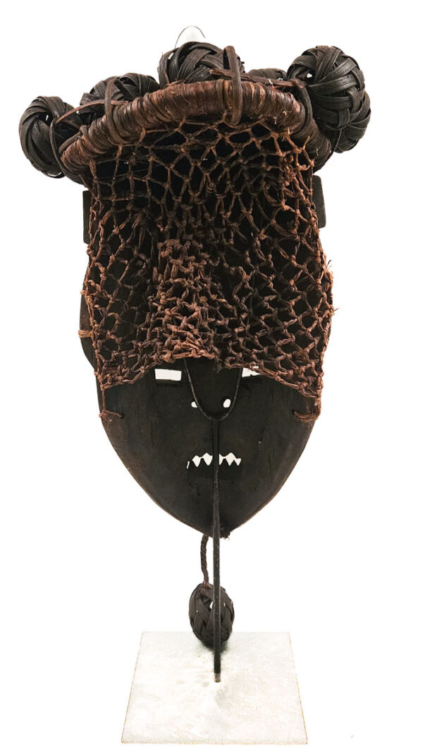 Initiation mask - Copper, Plant fibre, Wood - Salampasu - Congo
