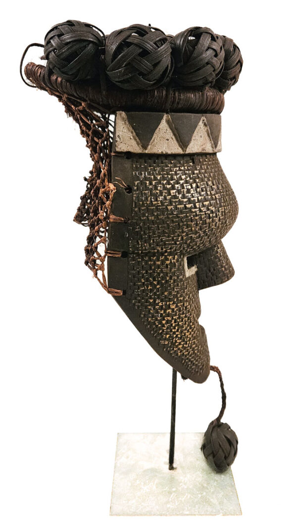 Initiation mask - Copper, Plant fibre, Wood - Salampasu - Congo