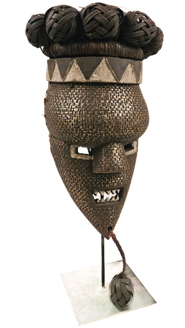Initiation mask - Copper, Plant fibre, Wood - Salampasu - Congo