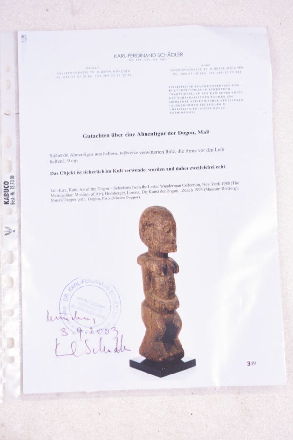 Ancestor figure - Wood - Dogon - Mali - SCHÄDLER CERTIFICATE