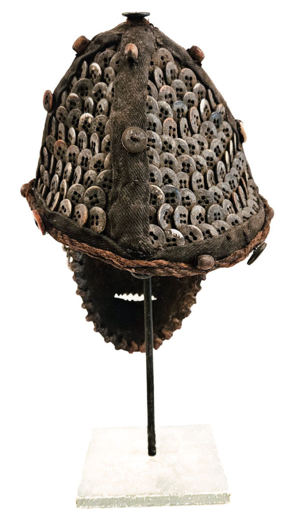 Mask - Wood, Buttons - Lwena - Angola