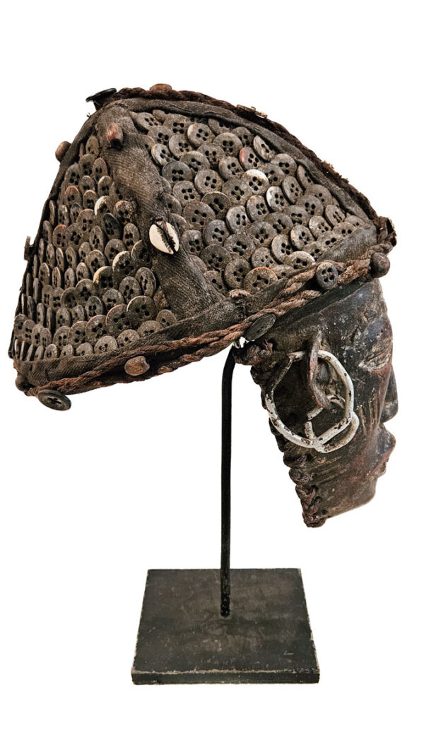 Mask - Wood, Buttons - Lwena - Angola