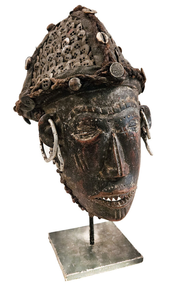 Mask - Wood, Buttons - Lwena - Angola