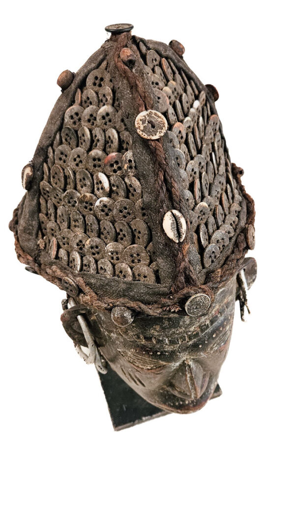 Mask - Wood, Buttons - Lwena - Angola