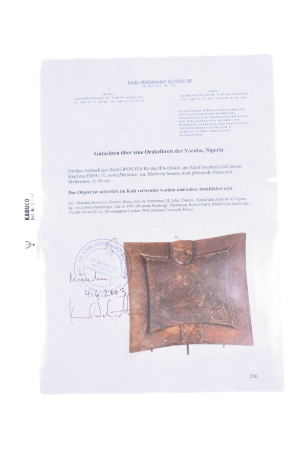 Divination board - Wood - Yoruba - Nigeria - Schädler certificate