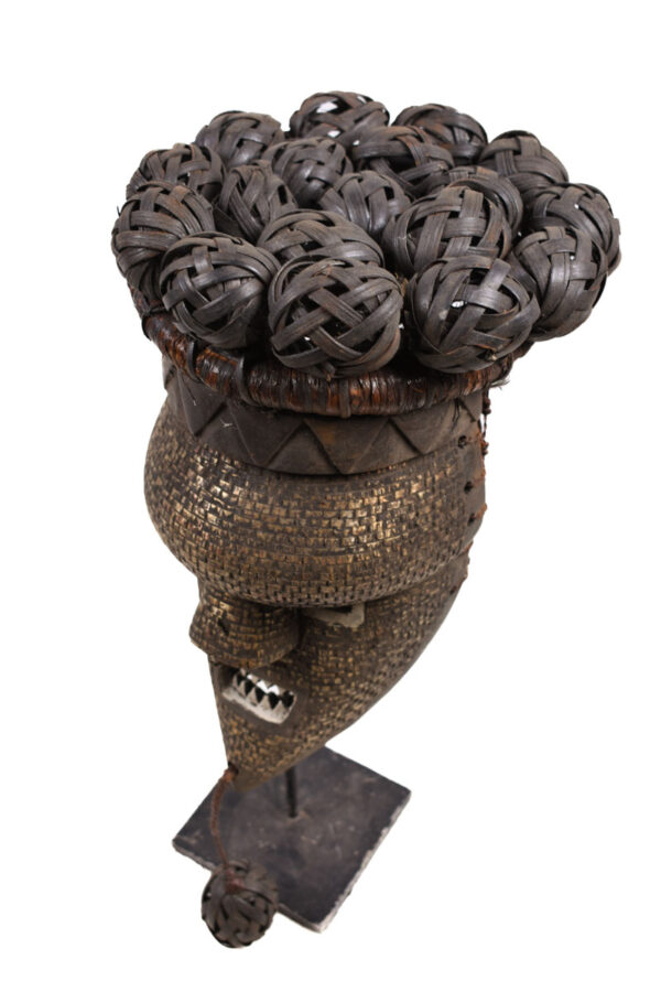 Initiation mask - Copper, Plant fibre, Wood - Salampasu - Congo