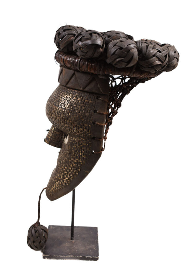 Initiation mask - Copper, Plant fibre, Wood - Salampasu - Congo