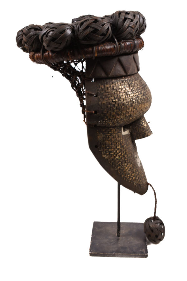 Initiation mask - Copper, Plant fibre, Wood - Salampasu - Congo