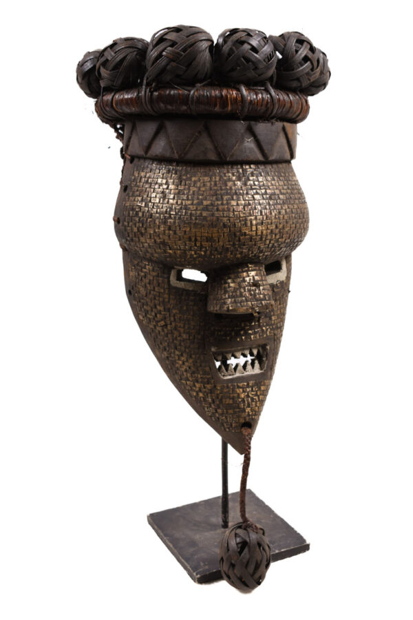 Initiation mask - Copper, Plant fibre, Wood - Salampasu - Congo