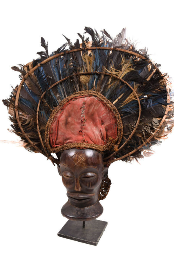 Chihongo Mask - Raphia, Wood - Chokwe - DR Congo
