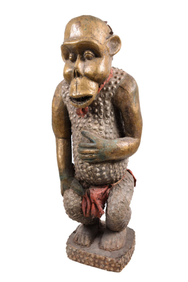 Monkey Figure - Wood, Copper - Bulu - Cameroon
