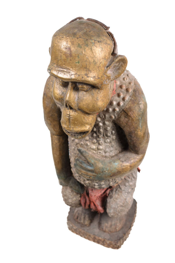Monkey Figure - Wood, Copper - Bulu - Cameroon
