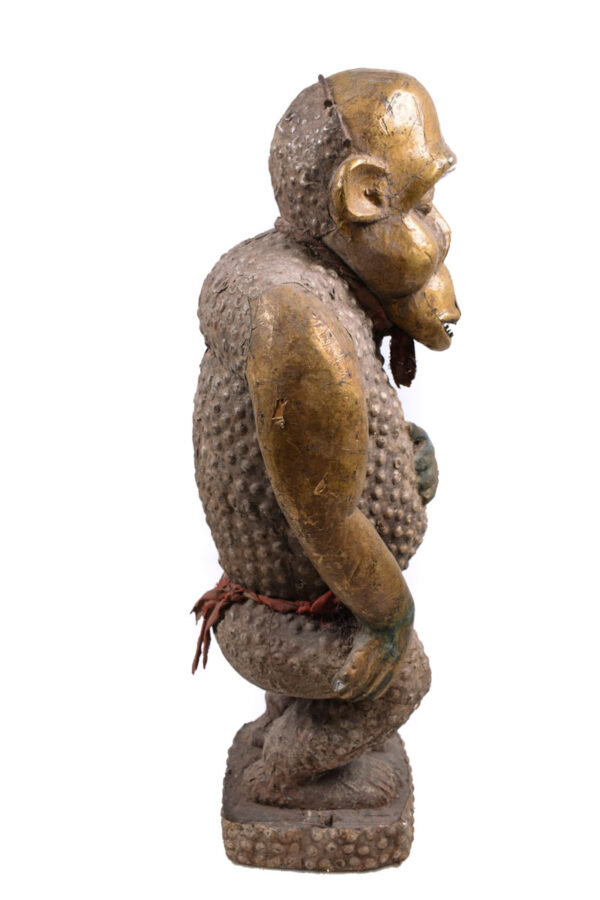 Monkey Figure - Wood, Copper - Bulu - Cameroon