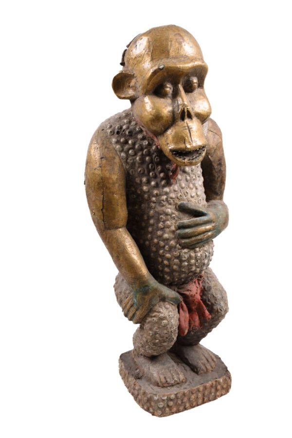 Monkey Figure - Wood, Copper - Bulu - Cameroon