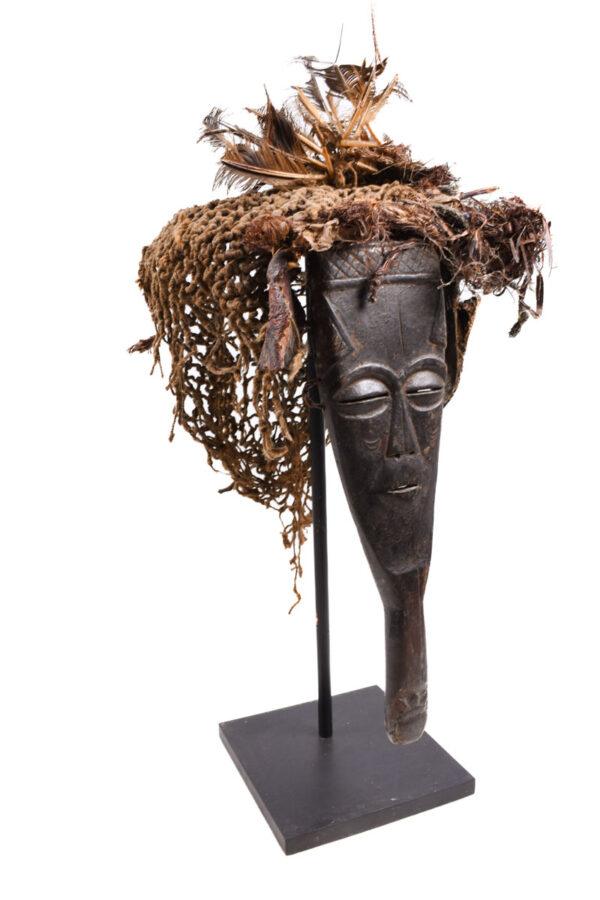 Lele Mask - Wood, Plant fibre, Feathers - KUBA - Congo
