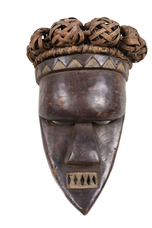 Initiation mask - Plant fibre, Wood - Salampasu - Congo