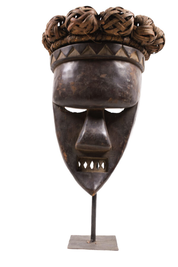 Initiation mask - Plant fibre, Wood - Salampasu - Congo