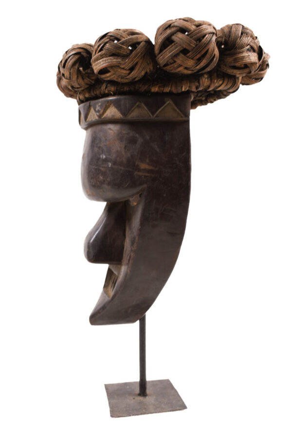 Initiation mask - Plant fibre, Wood - Salampasu - Congo